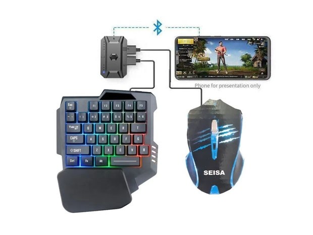 &uu KIT TECLADO MOUSE GAMER ADAPTADOR BLUETOOTH CELULAR DN-G15